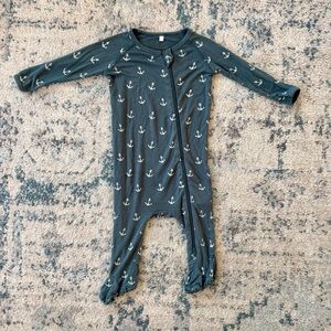 Rylee and Cru Nautical Anchor Print Footed Sleeper, Size 6-12 months